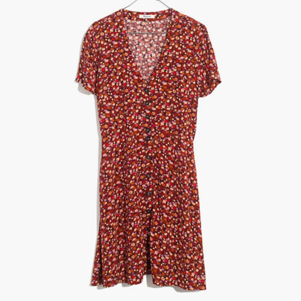MADEWELL Button Front Mini Dress In Spring Prairie - Picture 4 of 10